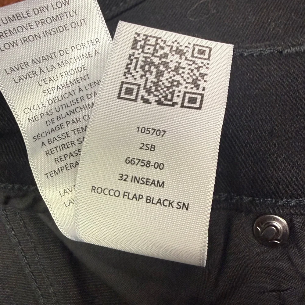 NWT True Religion Rocco Relaxed Skinny Jeans Mens 32 Black Flap Pocket 105707